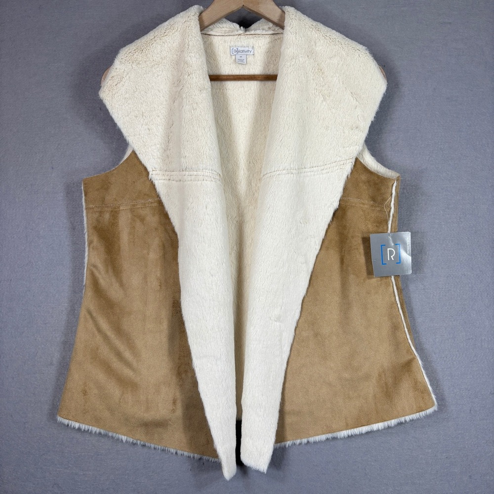 Relativity Vest Womens Medium Faux Suede Shearling Western NWT